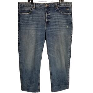 MNG Women's Blanca Straight Fit Cropped Jeans Raw Hem Size 18